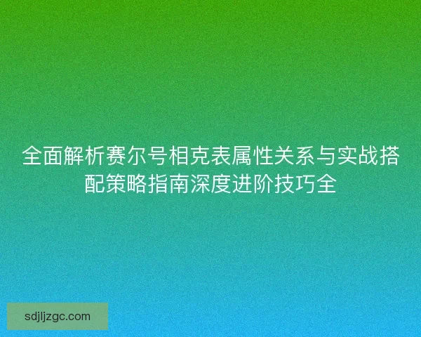 全面解析赛尔号相克表属性关系与实战搭配策略指南深度进阶技巧全