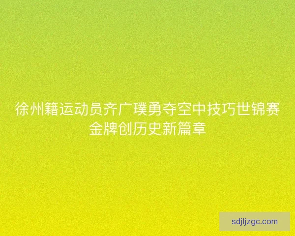 徐州籍运动员齐广璞勇夺空中技巧世锦赛金牌创历史新篇章